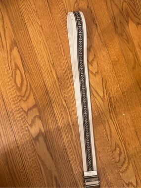 Woven White Belt with Black Pattern Accent Boutique Purchase